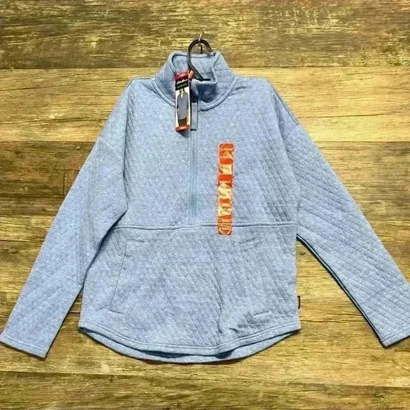 Eddie Bauer Blue Quilted Half Zip Jacket - Picture 1 of 5